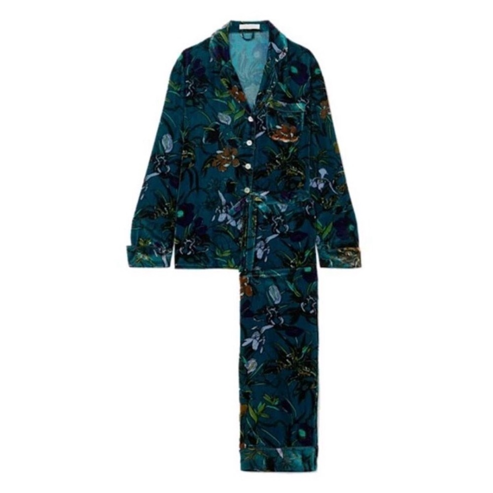 Olivia Von Halle Lila Velvet Floral Pajamas Size 1 - Picture 2 of 5